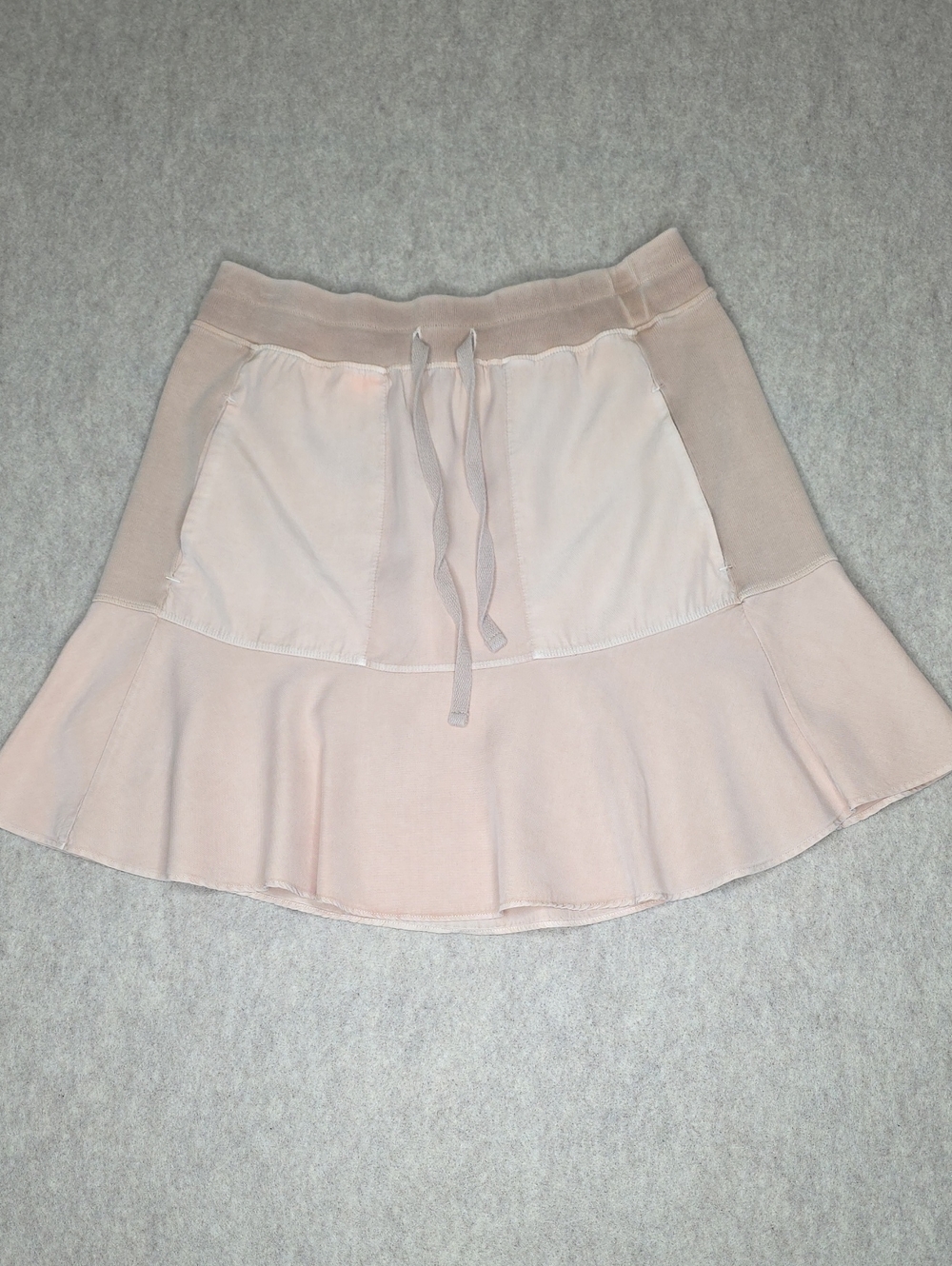 ​REISS Mixed Media Drawstring Ruffle Skirt Blush Pink Sz 4